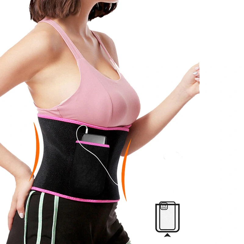 (image for) BOER Sports Fitness Waist Belt Breathable Non-slip Sprain Protection Pocket Design Easy to Adjust Back Support for Running Hiking Cycling