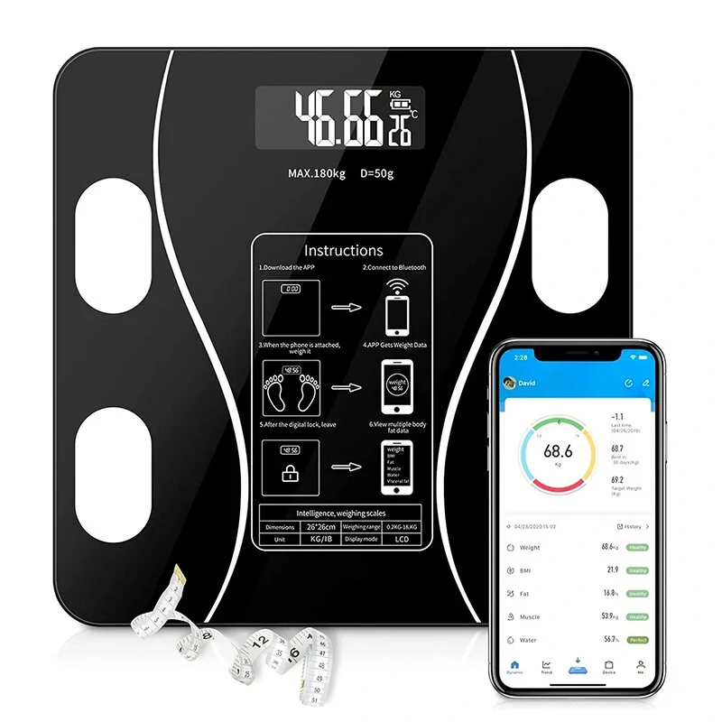 (image for) KALOAD® USB+Solar Powered Body Fat Scale BMI Scales Smart Wireless Digital Bathroom Weight Scale Body Composition Analyzer